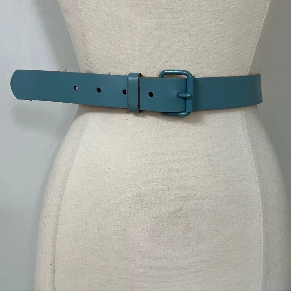 Vintage Baby Blue Made in Italy Genuine Leather Belt